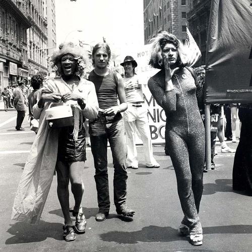 Marsha P. Johnson (left) and Sylvia Rivera march in New York City in 1973, three years after the first Pride March. 